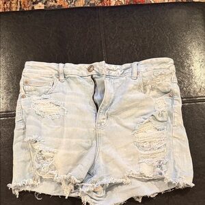 American Eagle Outfitters Light Blue Distressed Jean Shorts